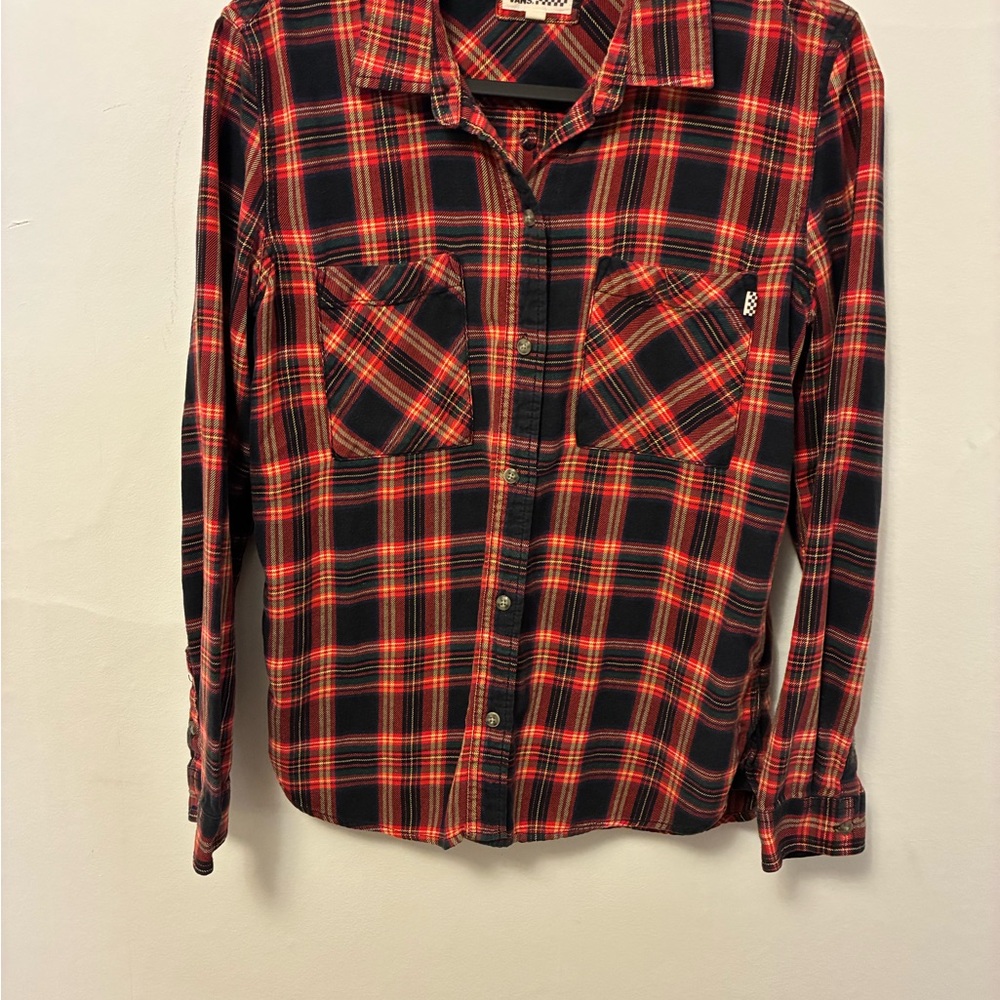 Women’s Vans Red and Black Plaid Button Down Shirt M/L
